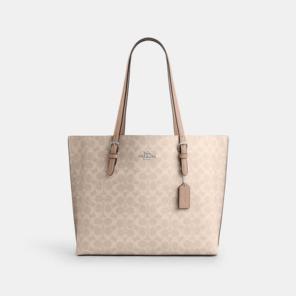 CV967-Mollie Tote Bag in Signature Canvas-Sv/Sand/Taupe