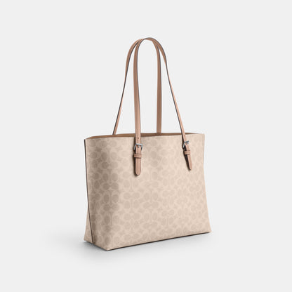 CV967-Mollie Tote Bag in Signature Canvas-Sv/Sand/Taupe