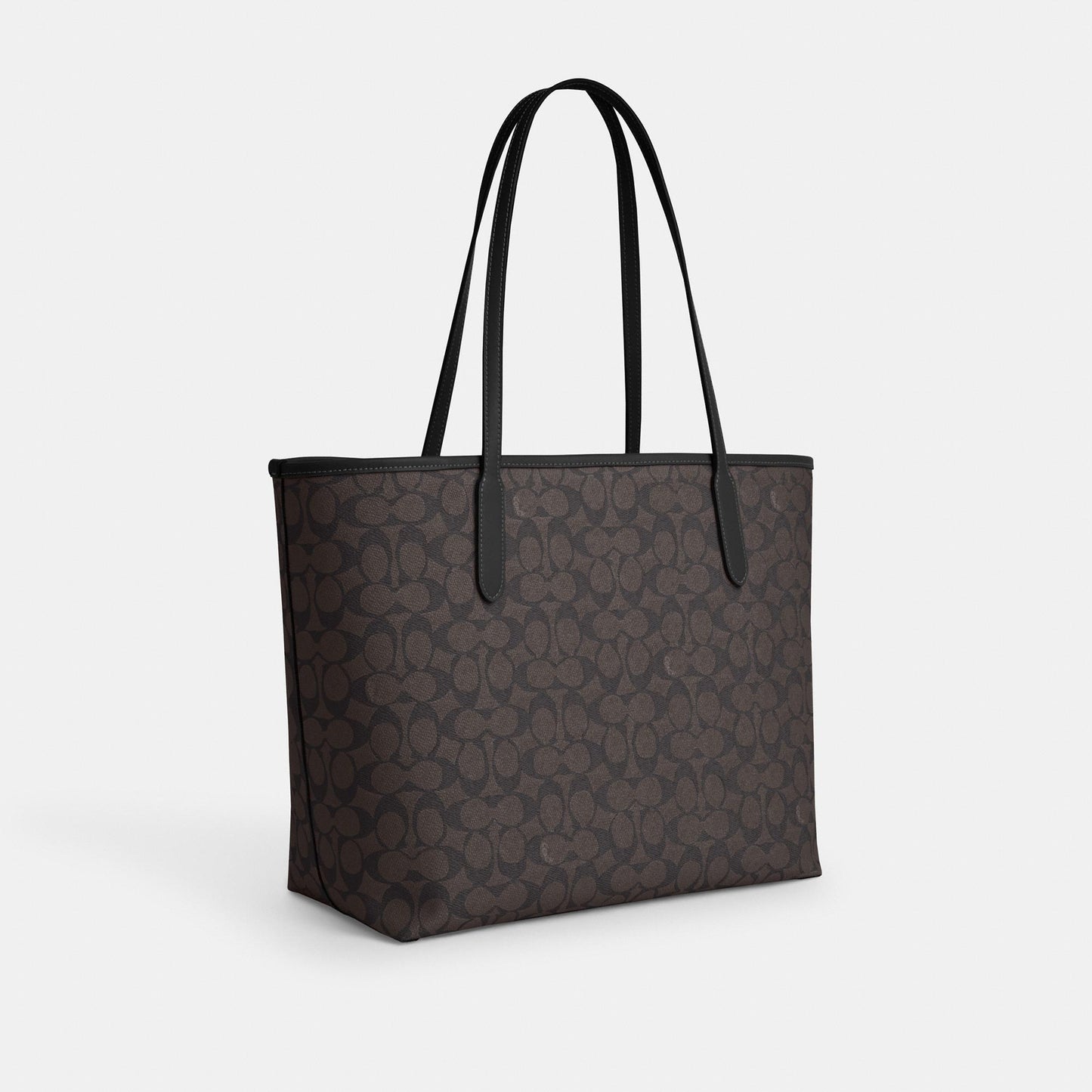 CV976-City Tote Bag in Signature Canvas-Im/Walnut/Black