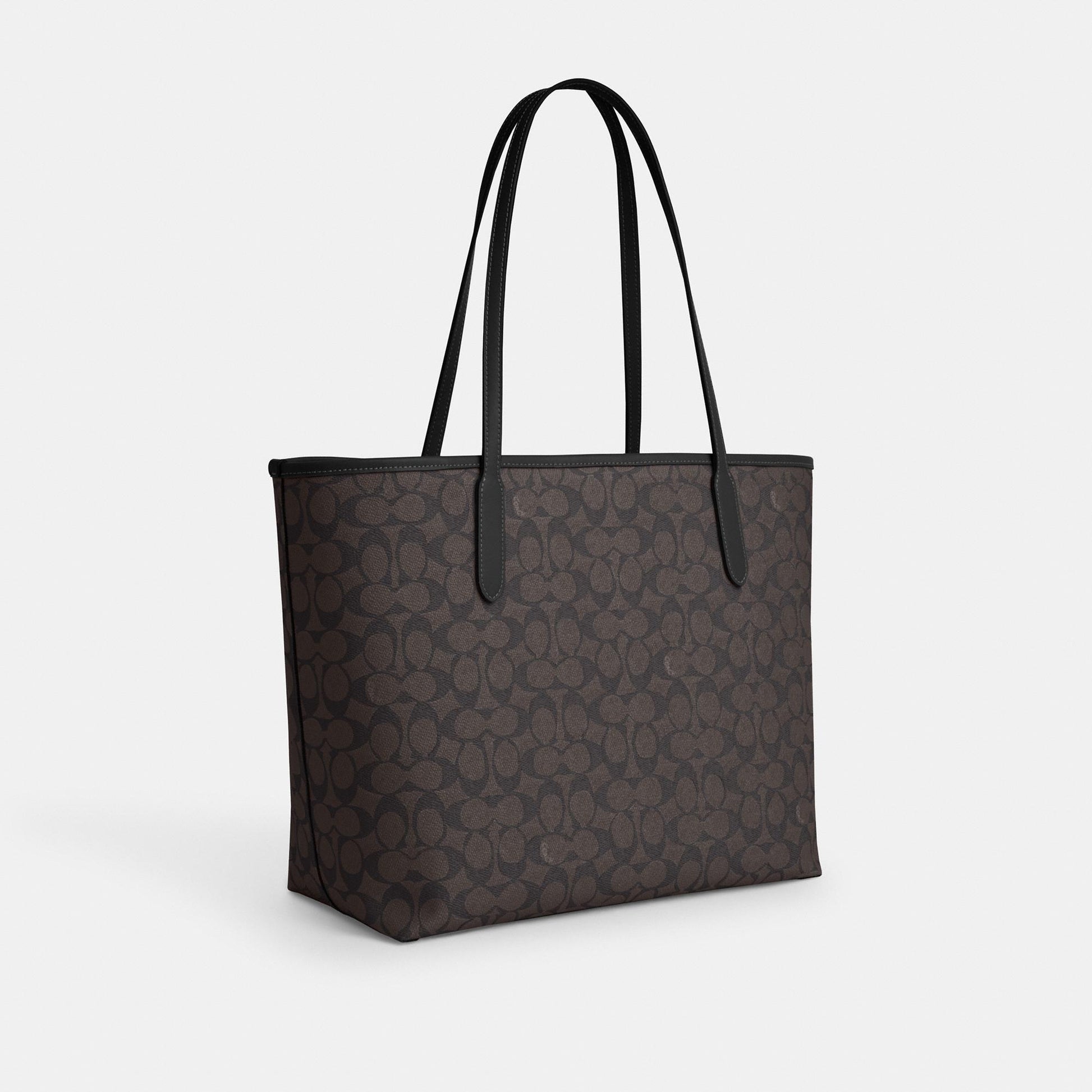 CV976-City Tote Bag in Signature Canvas-Im/Walnut/Black