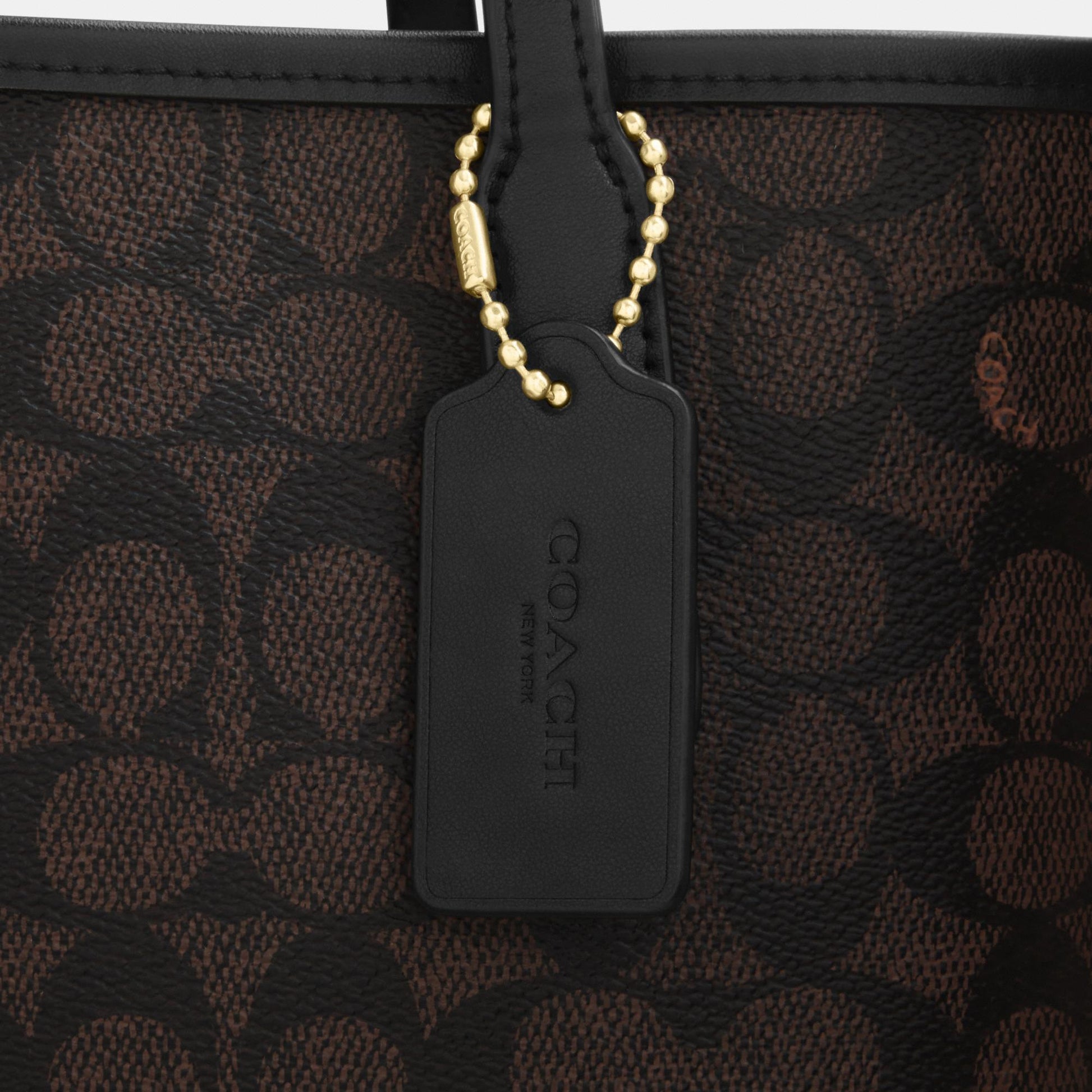 CV976-City Tote Bag in Signature Canvas-Im/Walnut/Black