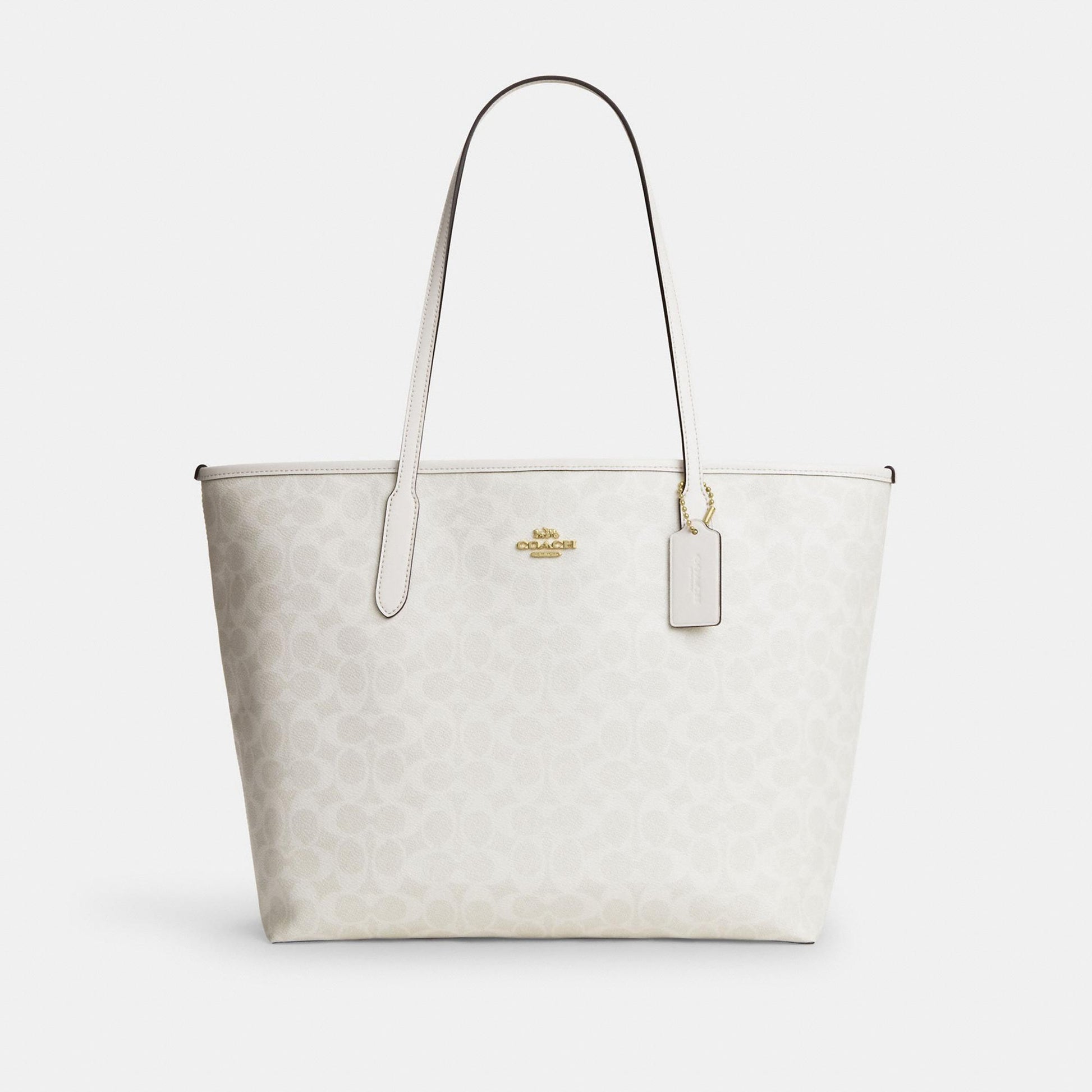 CV976-City Tote Bag in Signature Canvas-Im/White/Chalk