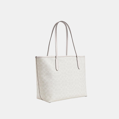 CV976-City Tote Bag in Signature Canvas-Im/White/Chalk