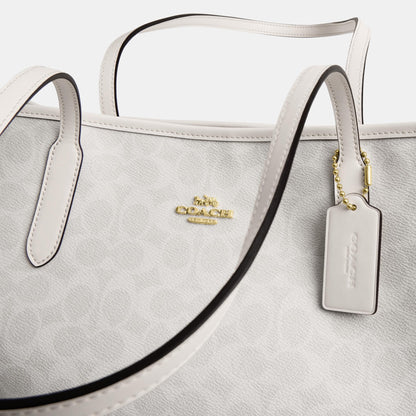 CV976-City Tote Bag in Signature Canvas-Im/White/Chalk