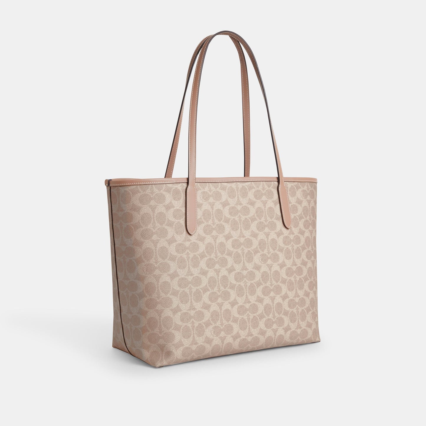 CV976-City Tote Bag in Signature Canvas-Sv/Sand/Taupe