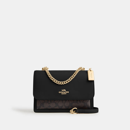 CV978-KLARE CROSSBODY BAG IN SIGNATURE CANVAS-IM/Walnut/Black