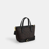 CW032-City Mini Tote Bag In Signature Canvas-IM/Walnut/Black