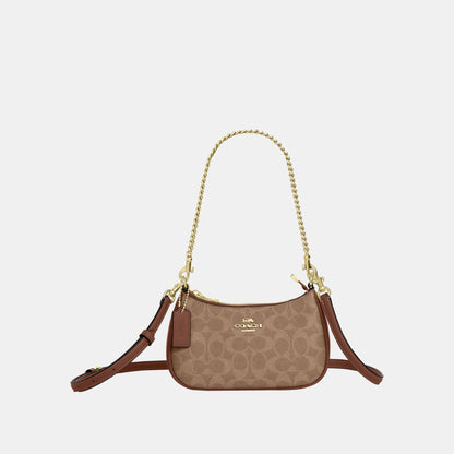 CW323-Teri Mini Crossbody Bag in Signature Canvas-Im/Tan/Brown