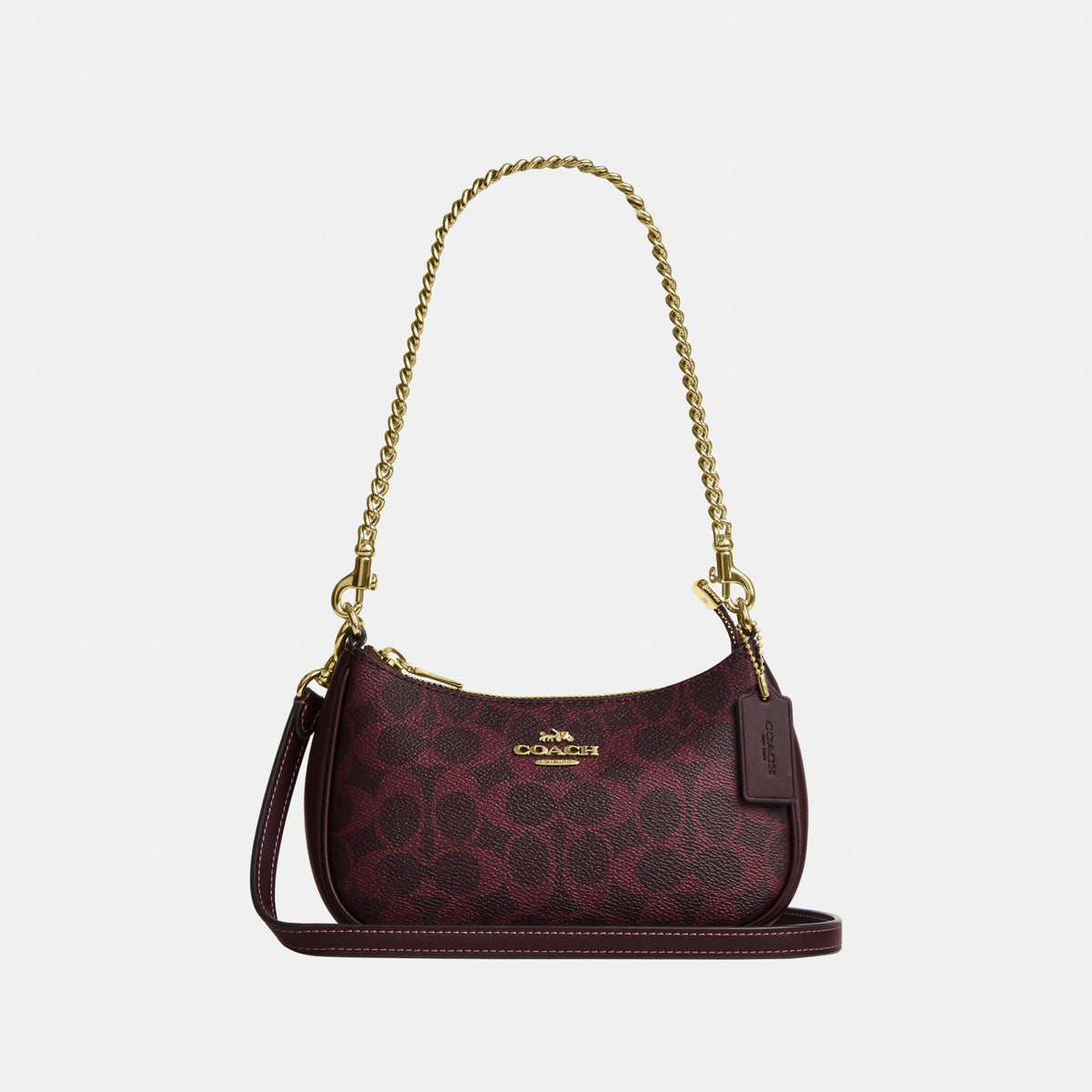 CW323-Teri Mini Crossbody Bag in Signature Canvas-Im/Black Currant