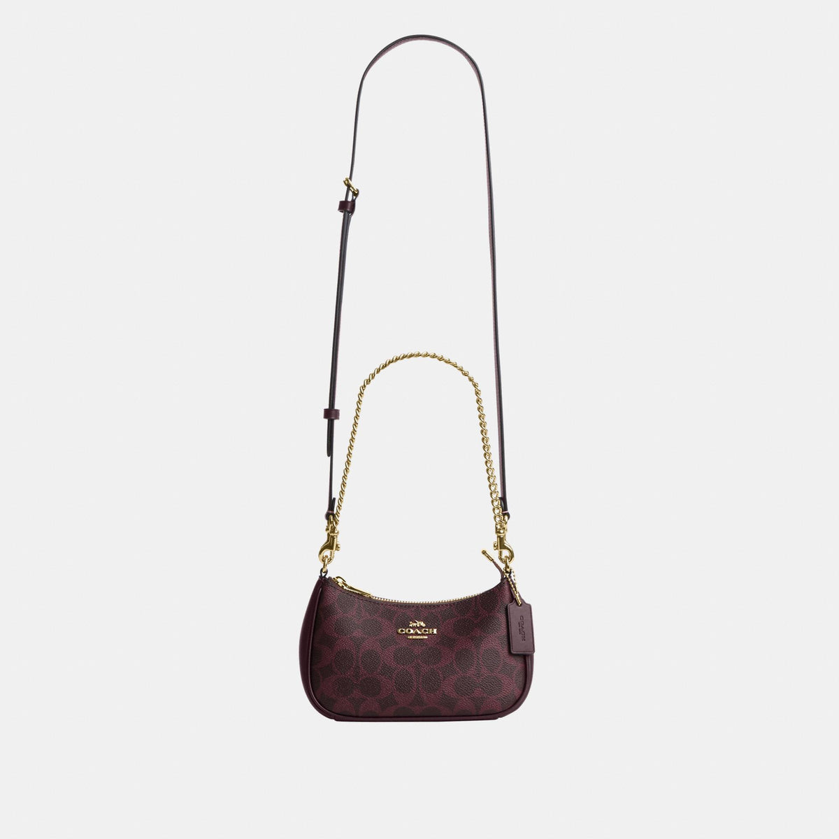 CW323-Teri Mini Crossbody Bag in Signature Canvas-Im/Black Currant