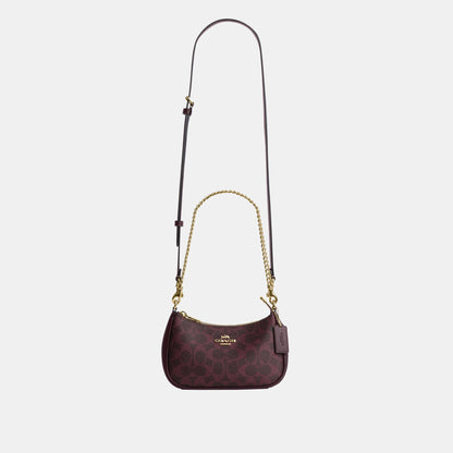CW323-Teri Mini Crossbody Bag in Signature Canvas-Im/Black Currant