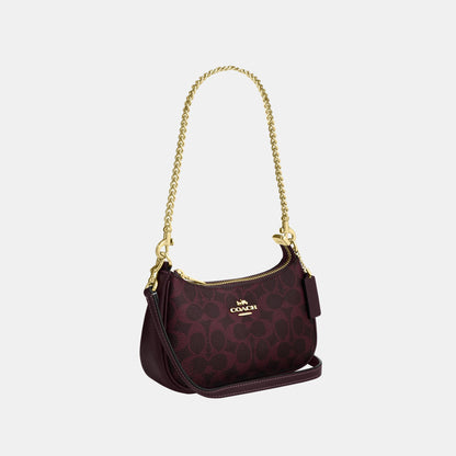 CW323-Teri Mini Crossbody Bag in Signature Canvas-Im/Black Currant