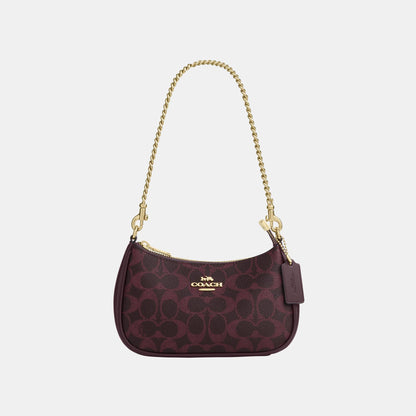 CW323-Teri Mini Crossbody Bag in Signature Canvas-Im/Black Currant