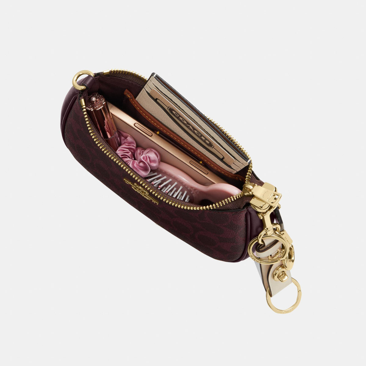 CW323-Teri Mini Crossbody Bag in Signature Canvas-Im/Black Currant