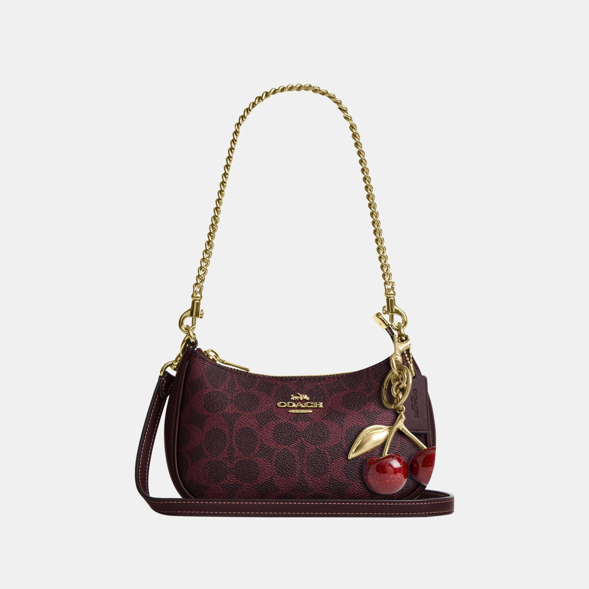 CW323-Teri Mini Crossbody Bag in Signature Canvas-Im/Black Currant