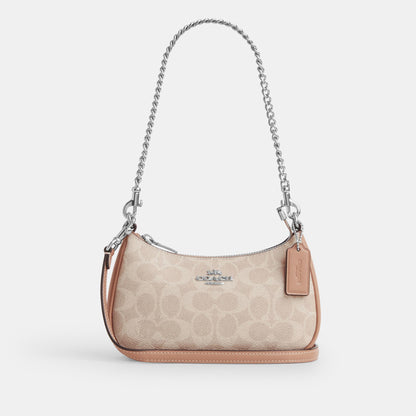 CW323-Teri Mini Crossbody Bag in Signature Canvas-Sv/Sand/Taupe