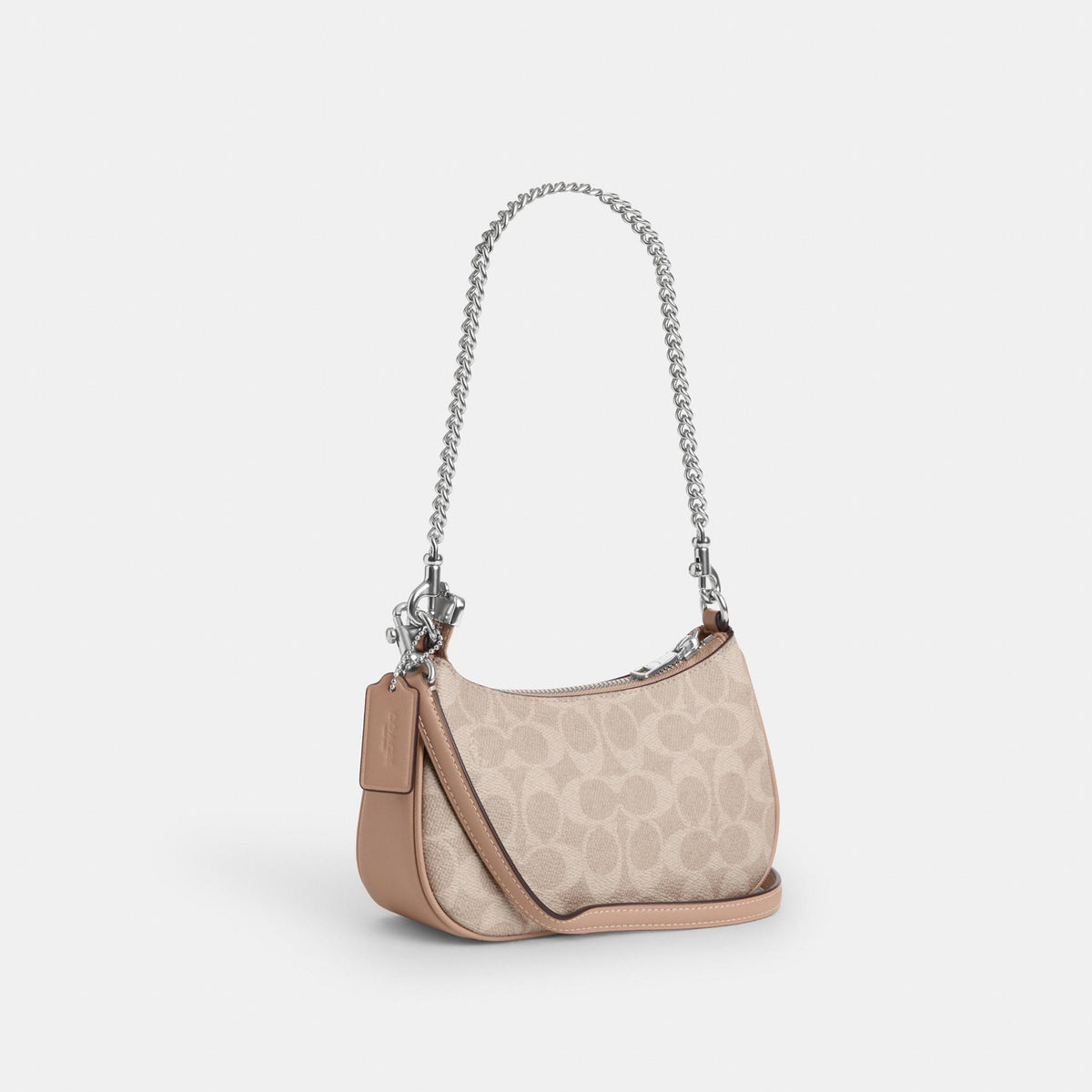 CW323-Teri Mini Crossbody Bag in Signature Canvas-Sv/Sand/Taupe