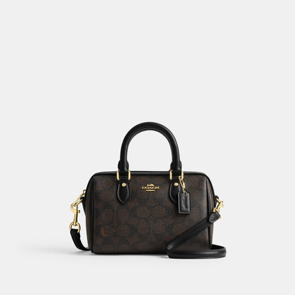 CW329-Mini Rowan Crossbody Bag in Signature Canvas-Im/Walnut/Black