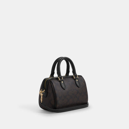 CW329-Mini Rowan Crossbody Bag in Signature Canvas-Im/Walnut/Black