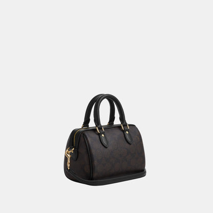 CW329-Mini Rowan Crossbody Bag in Signature Canvas-Im/Walnut/Black