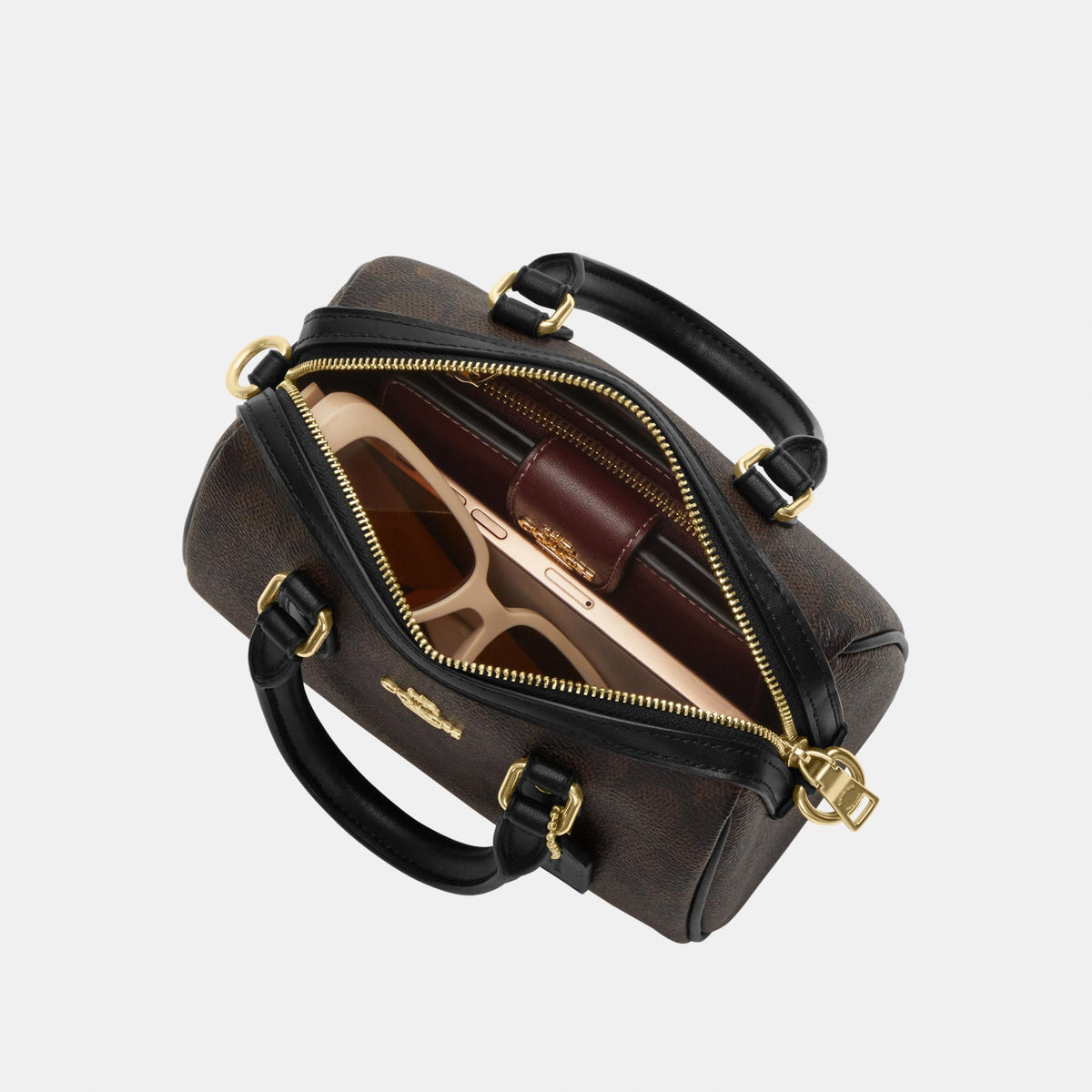 CW329-Mini Rowan Crossbody Bag in Signature Canvas-Im/Walnut/Black
