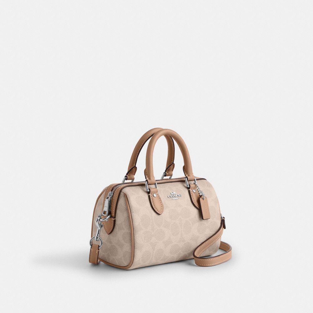 CW329-Mini Rowan Crossbody Bag in Signature Canvas-Sv/Sand/Taupe