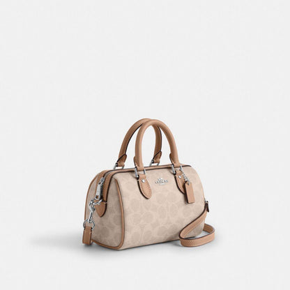 CW329-Mini Rowan Crossbody Bag in Signature Canvas-Sv/Sand/Taupe