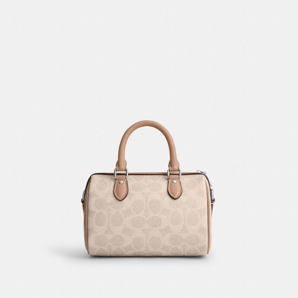 CW329-Mini Rowan Crossbody Bag in Signature Canvas-Sv/Sand/Taupe