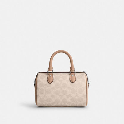 CW329-Mini Rowan Crossbody Bag in Signature Canvas-Sv/Sand/Taupe