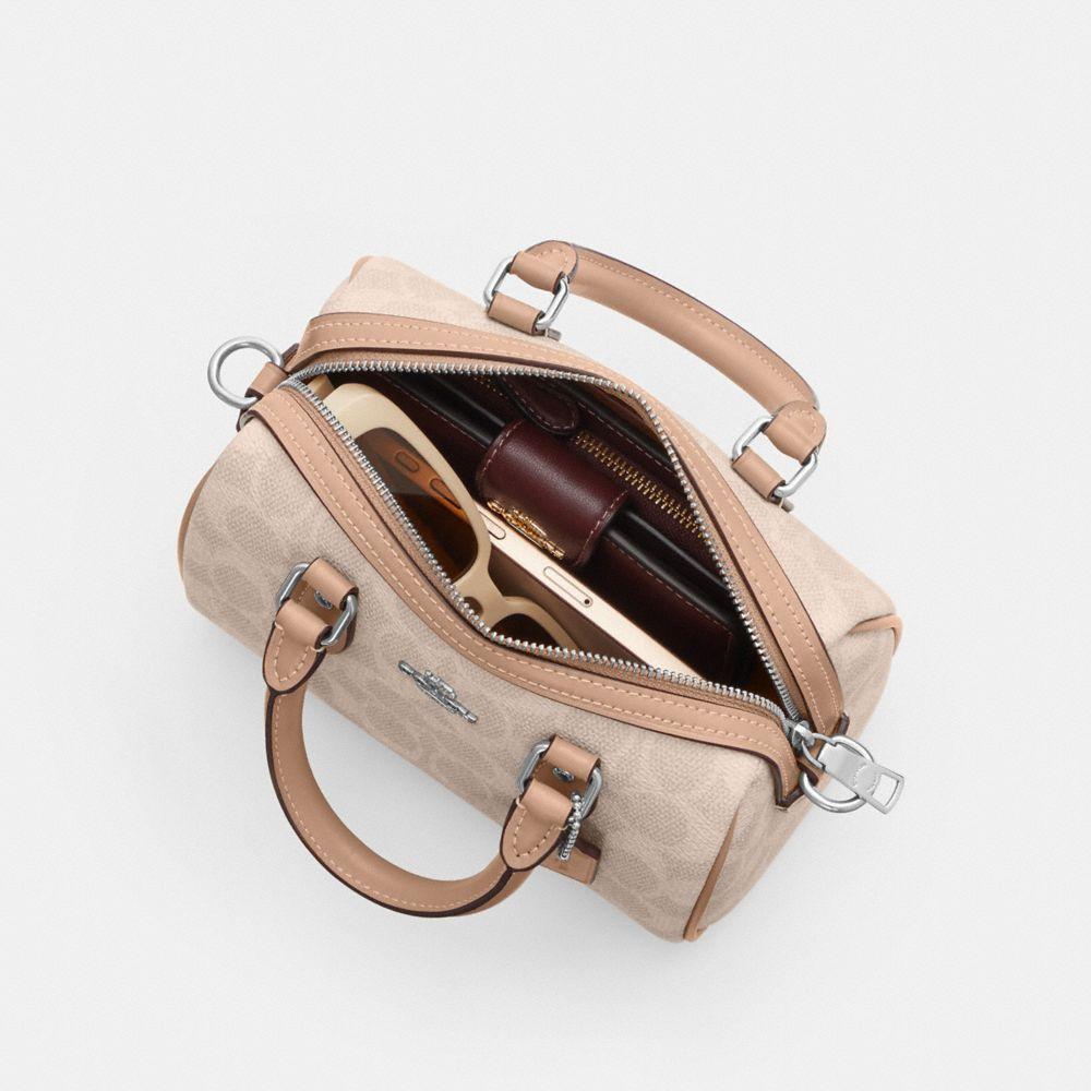 CW329-Mini Rowan Crossbody Bag in Signature Canvas-Sv/Sand/Taupe