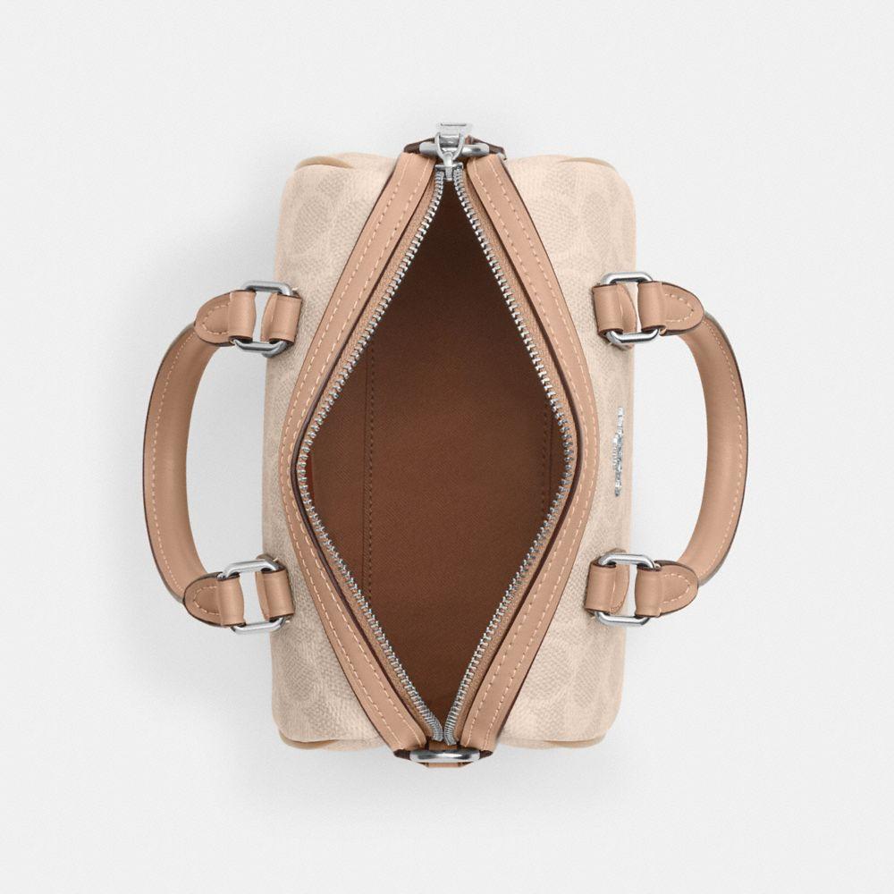 CW329-Mini Rowan Crossbody Bag in Signature Canvas-Sv/Sand/Taupe
