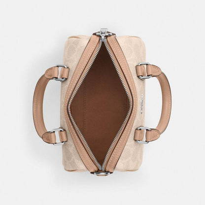 CW329-Mini Rowan Crossbody Bag in Signature Canvas-Sv/Sand/Taupe