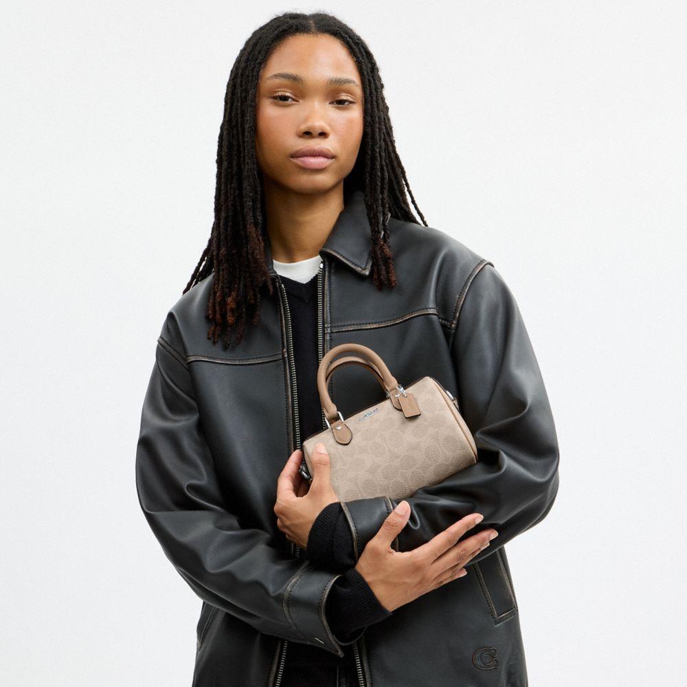 CW329-Mini Rowan Crossbody Bag in Signature Canvas-Sv/Sand/Taupe
