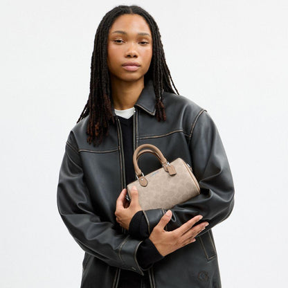 CW329-Mini Rowan Crossbody Bag in Signature Canvas-Sv/Sand/Taupe