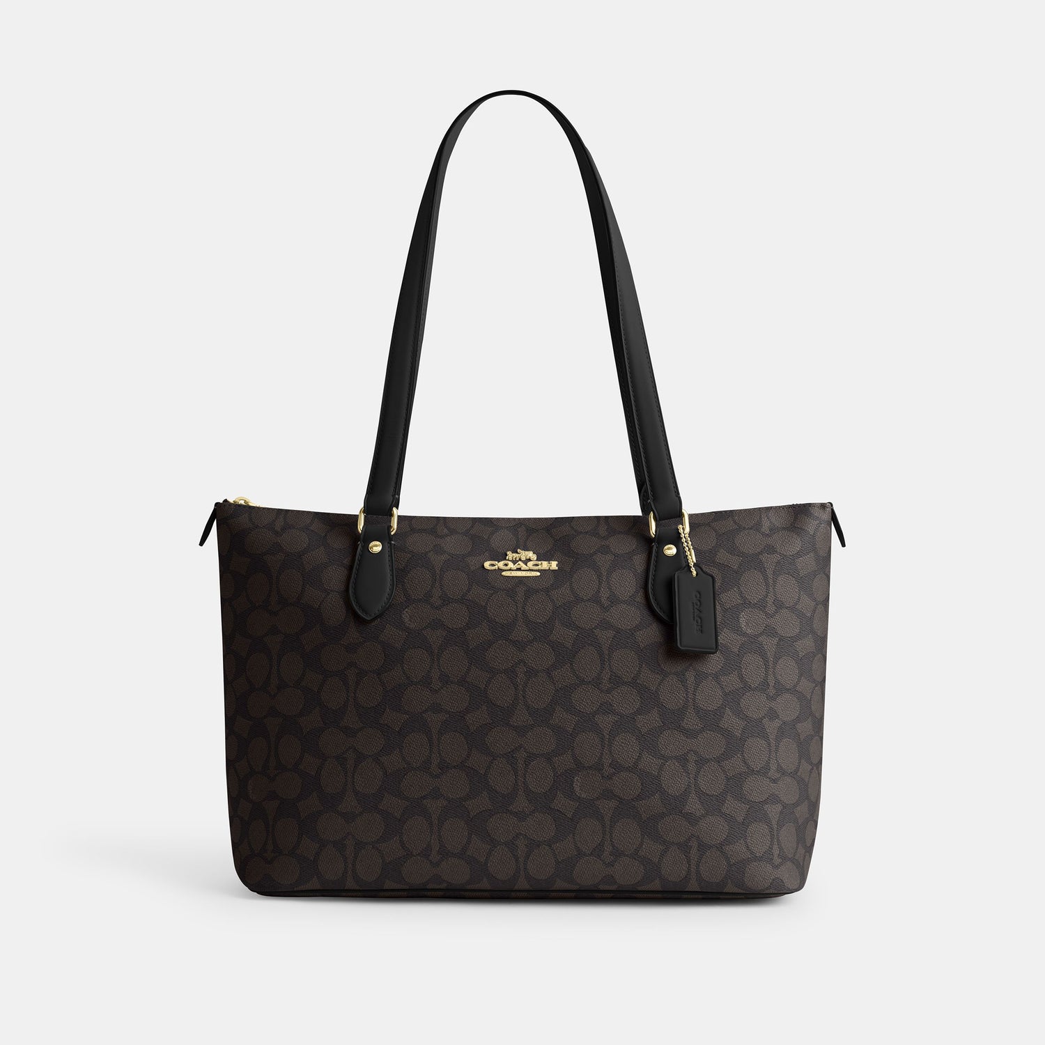CW381-Gallery Tote Bag In Signature Canvas-Im/Walnut/Black