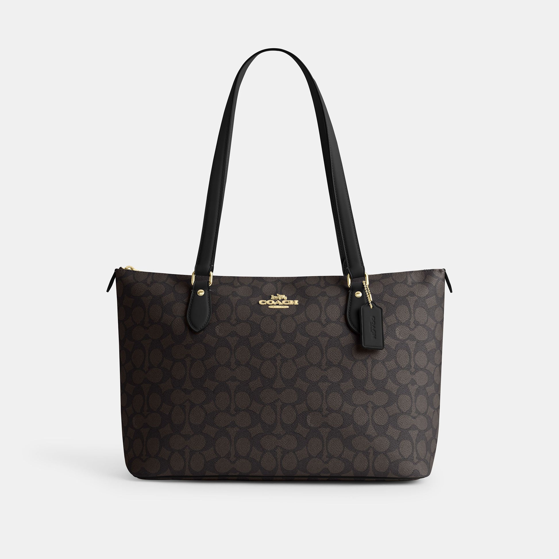 CW381-Gallery Tote Bag In Signature Canvas-Im/Walnut/Black