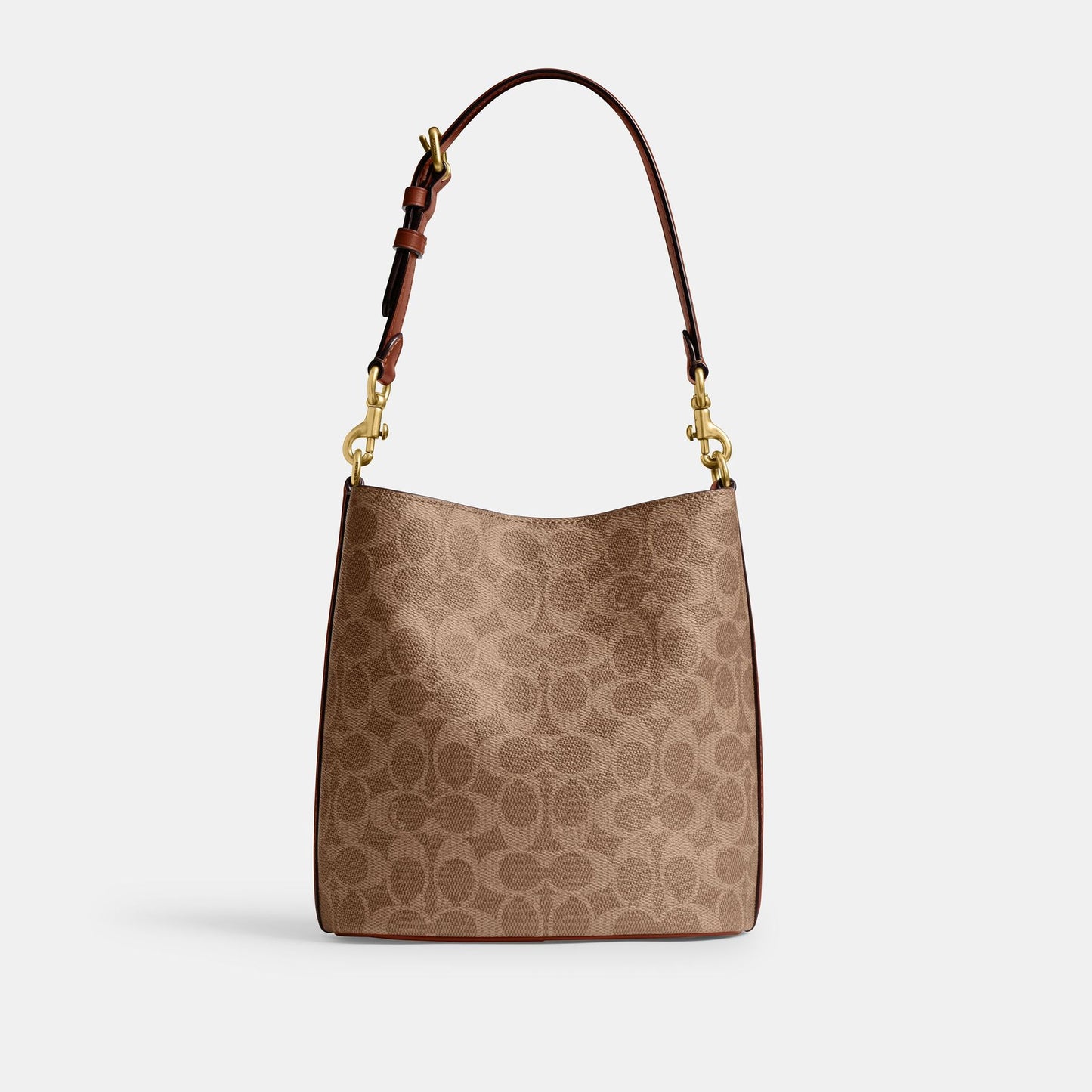 CW602-WILLOW SOFT BUCKET BAG 19 IN SIGNATURE CANVAS-B4/Tan Caramel