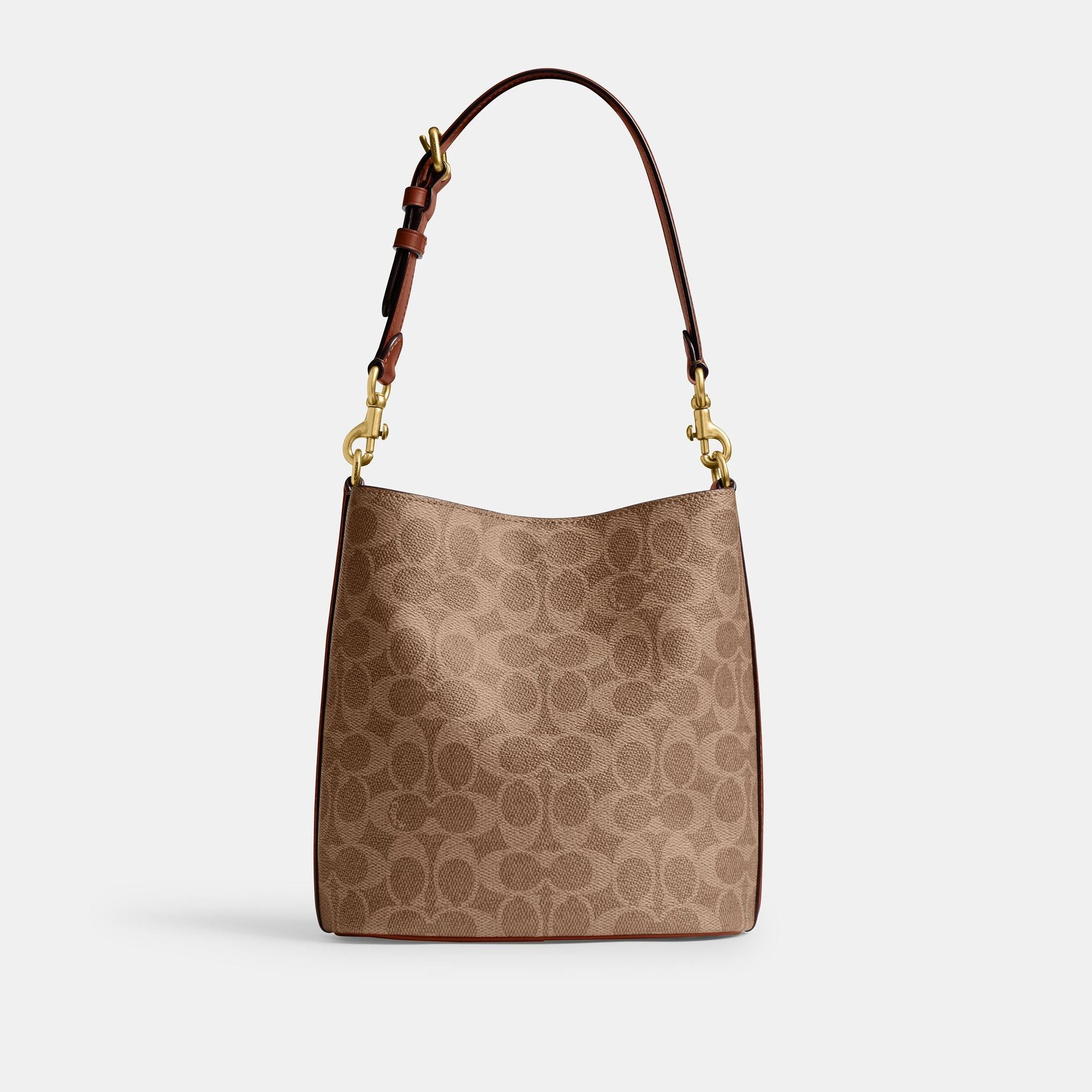 CW602-WILLOW SOFT BUCKET BAG 19 IN SIGNATURE CANVAS-B4/Tan Caramel