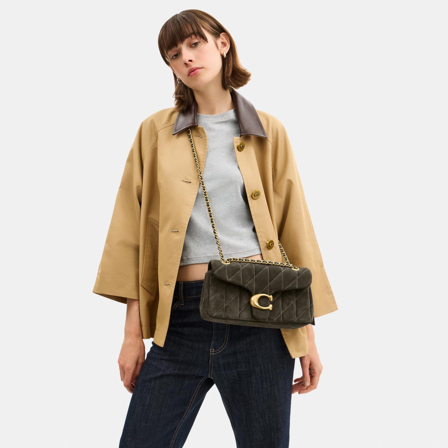 CW620-Tabby Shoulder Bag 26 with Quilting-B4/Olive