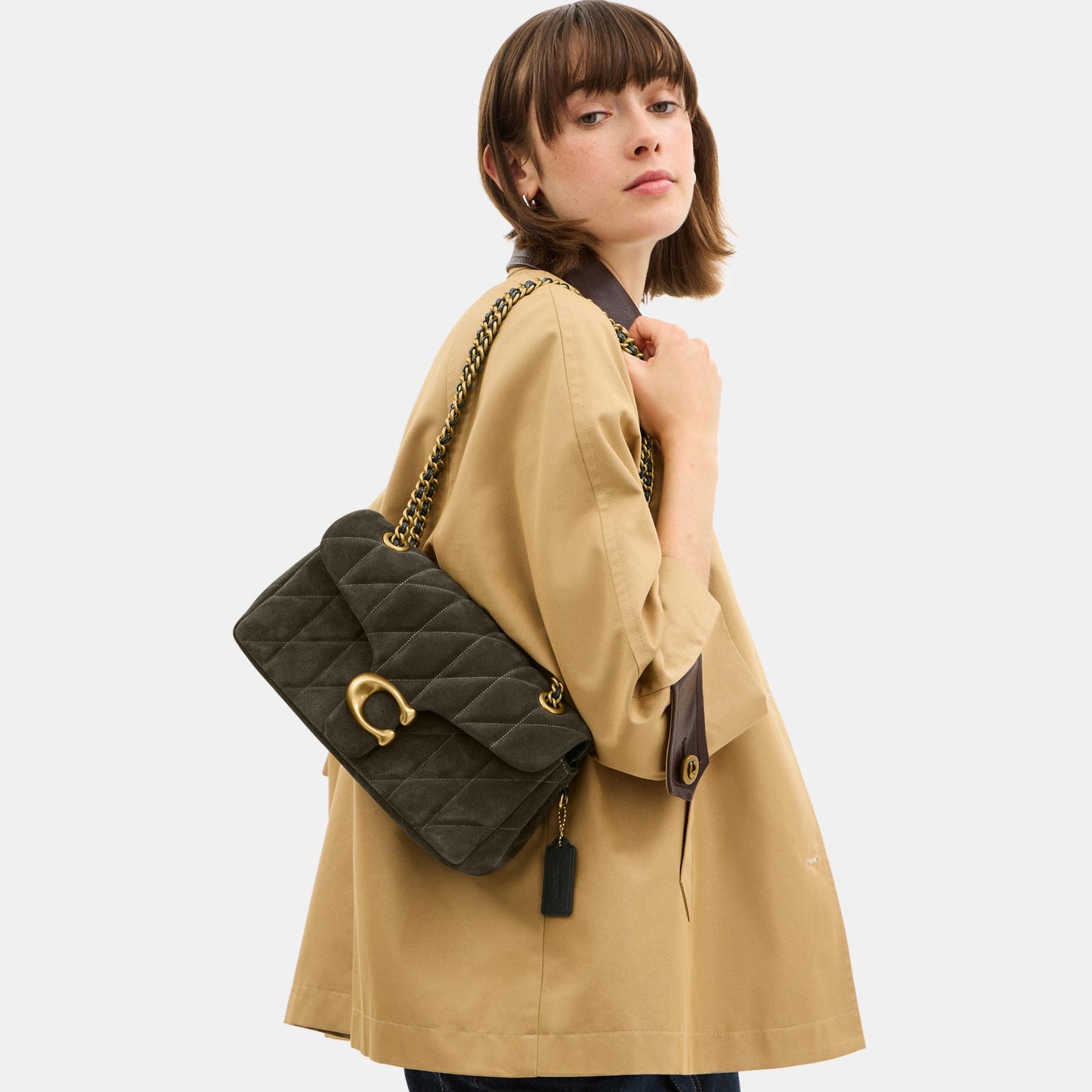 CW620-Tabby Shoulder Bag 26 with Quilting-B4/Olive