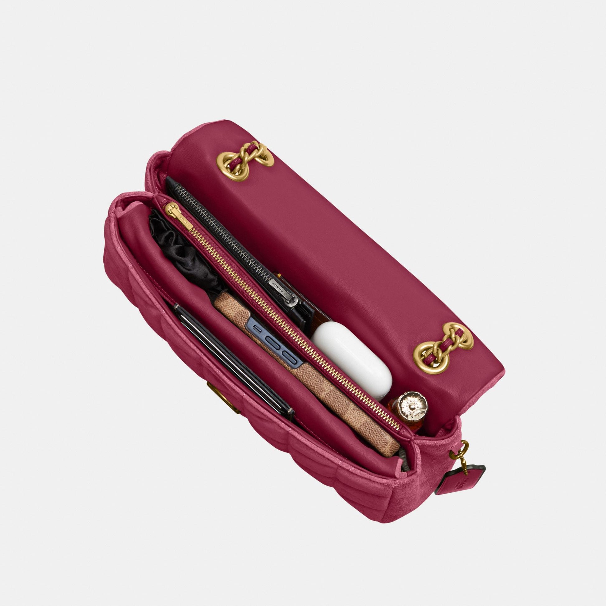 CW620-Tabby Shoulder Bag 26 with Quilting-B4/Dark Fuchsia