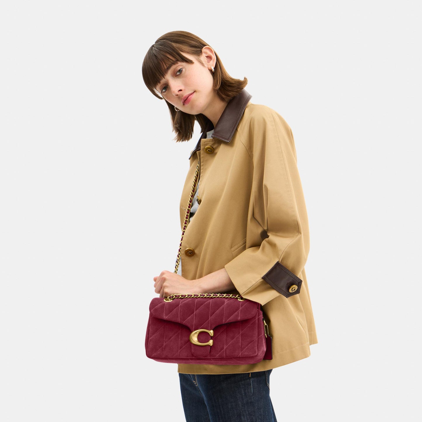 CW620-Tabby Shoulder Bag 26 with Quilting-B4/Dark Fuchsia