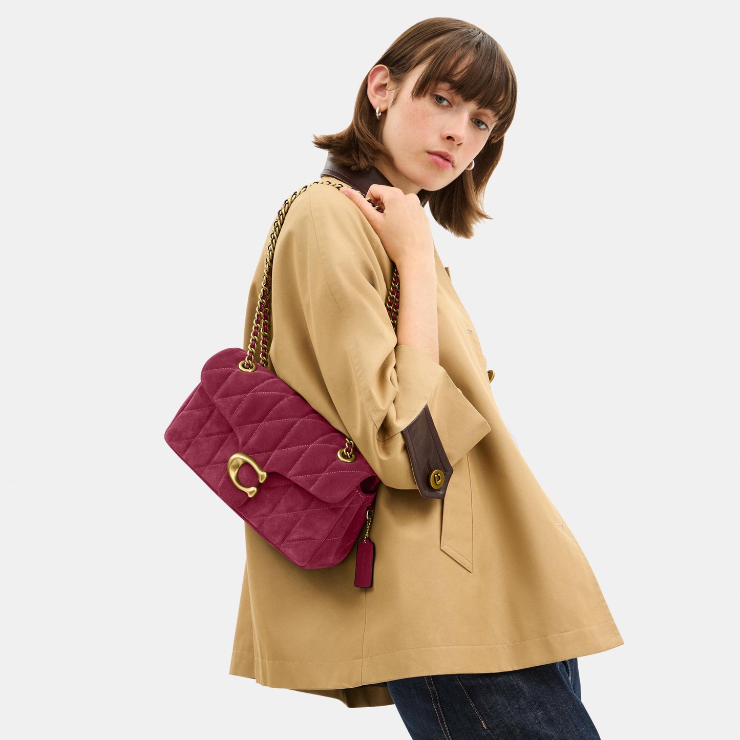 CW620-Tabby Shoulder Bag 26 with Quilting-B4/Dark Fuchsia