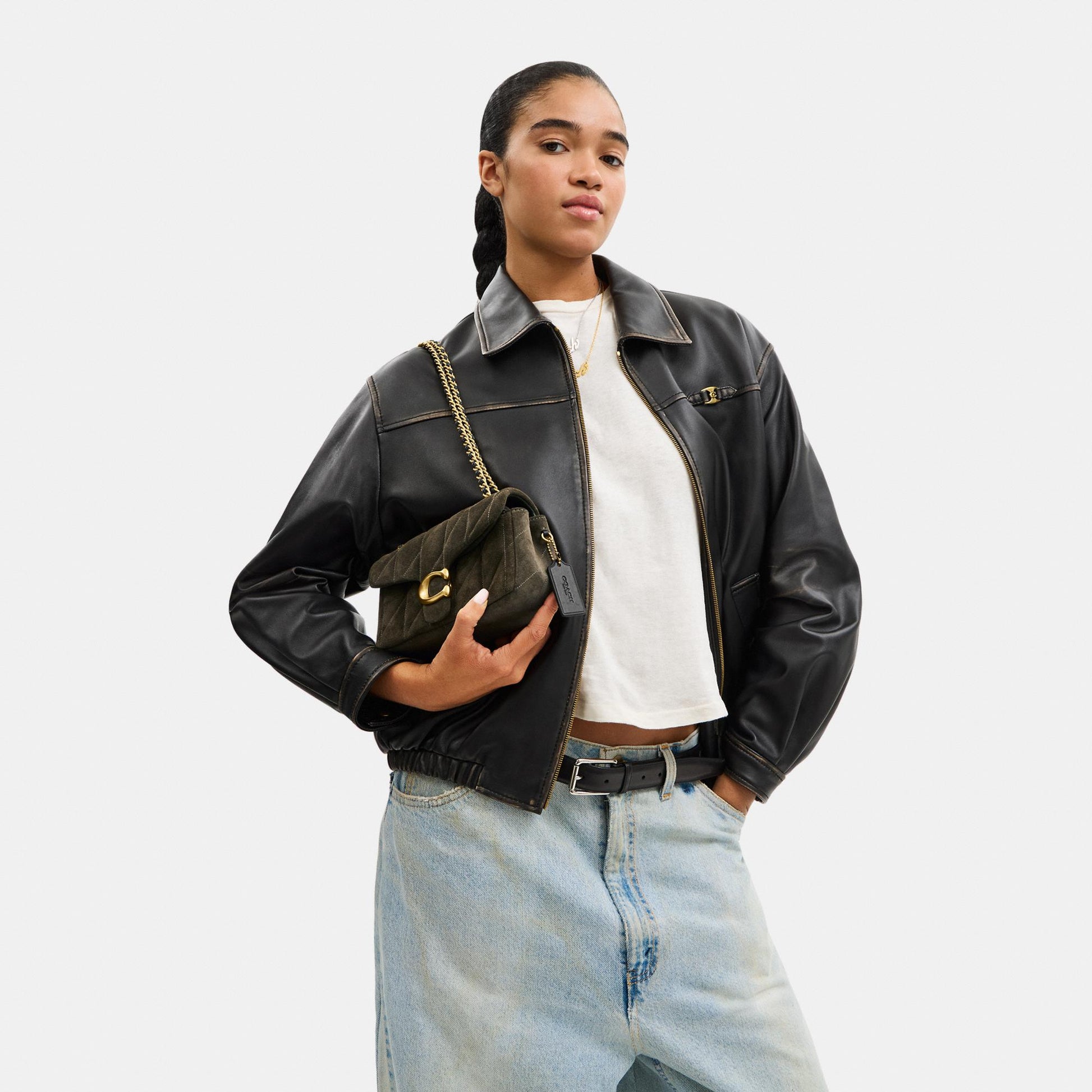 CW626-Tabby Shoulder Bag 20 with Quilting-B4/Olive