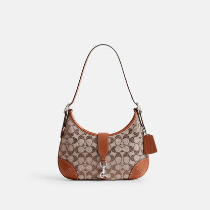 CW654-Hamptons Hobo Aus Signature-Jacquard Mit Kristallen-Lh/Burnished Amber