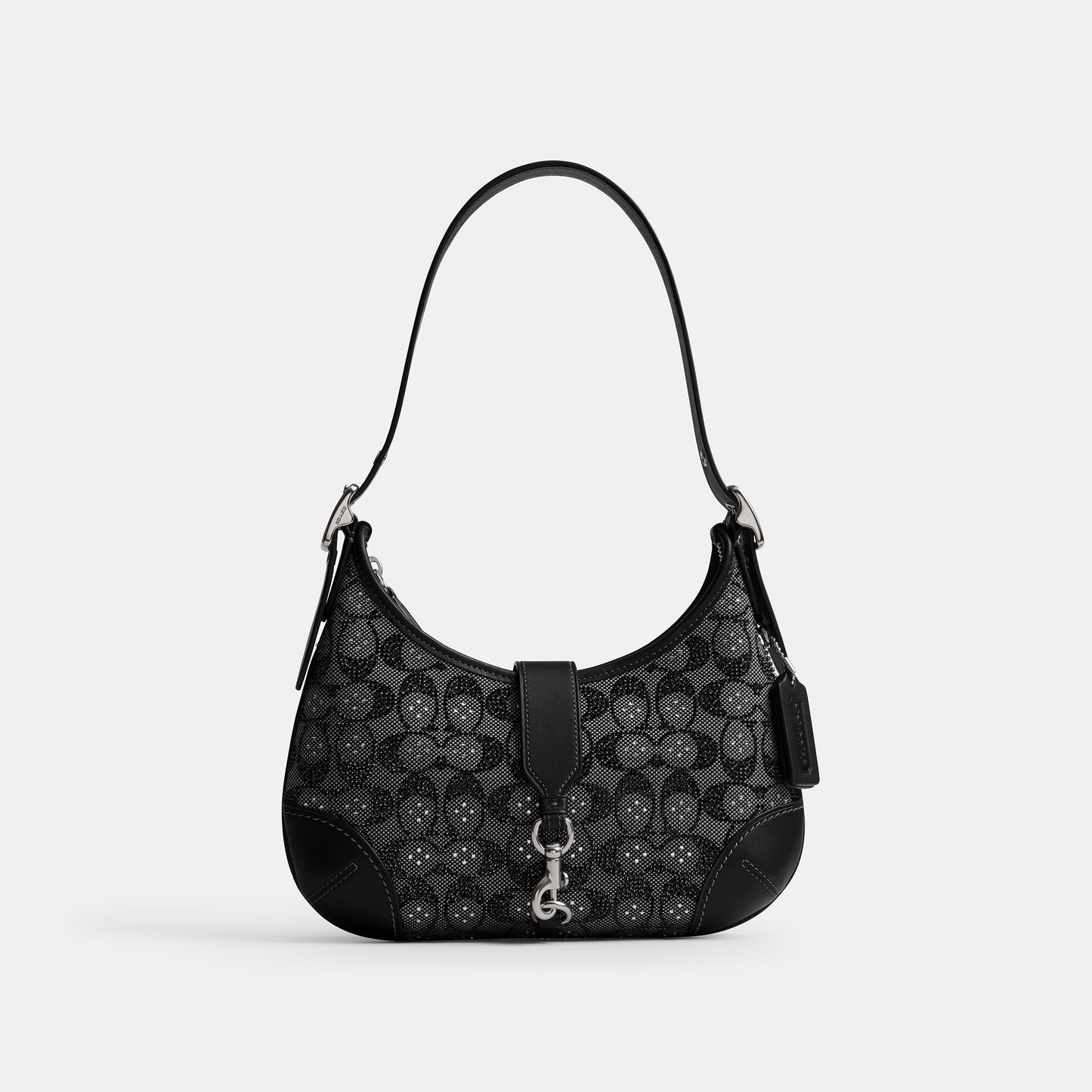 CW654-Hamptons Hobo Aus Signature-Jacquard Mit Kristallen-Lh/Black
