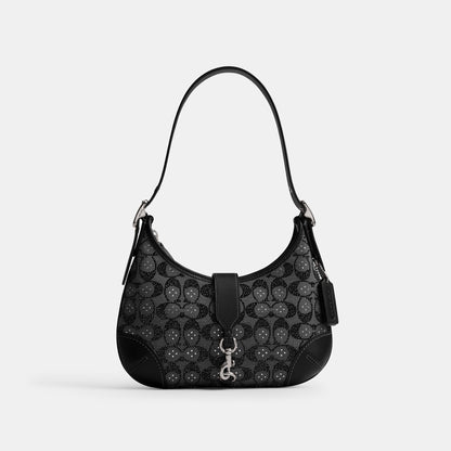 CW654-Hamptons Hobo Aus Signature-Jacquard Mit Kristallen-Lh/Black