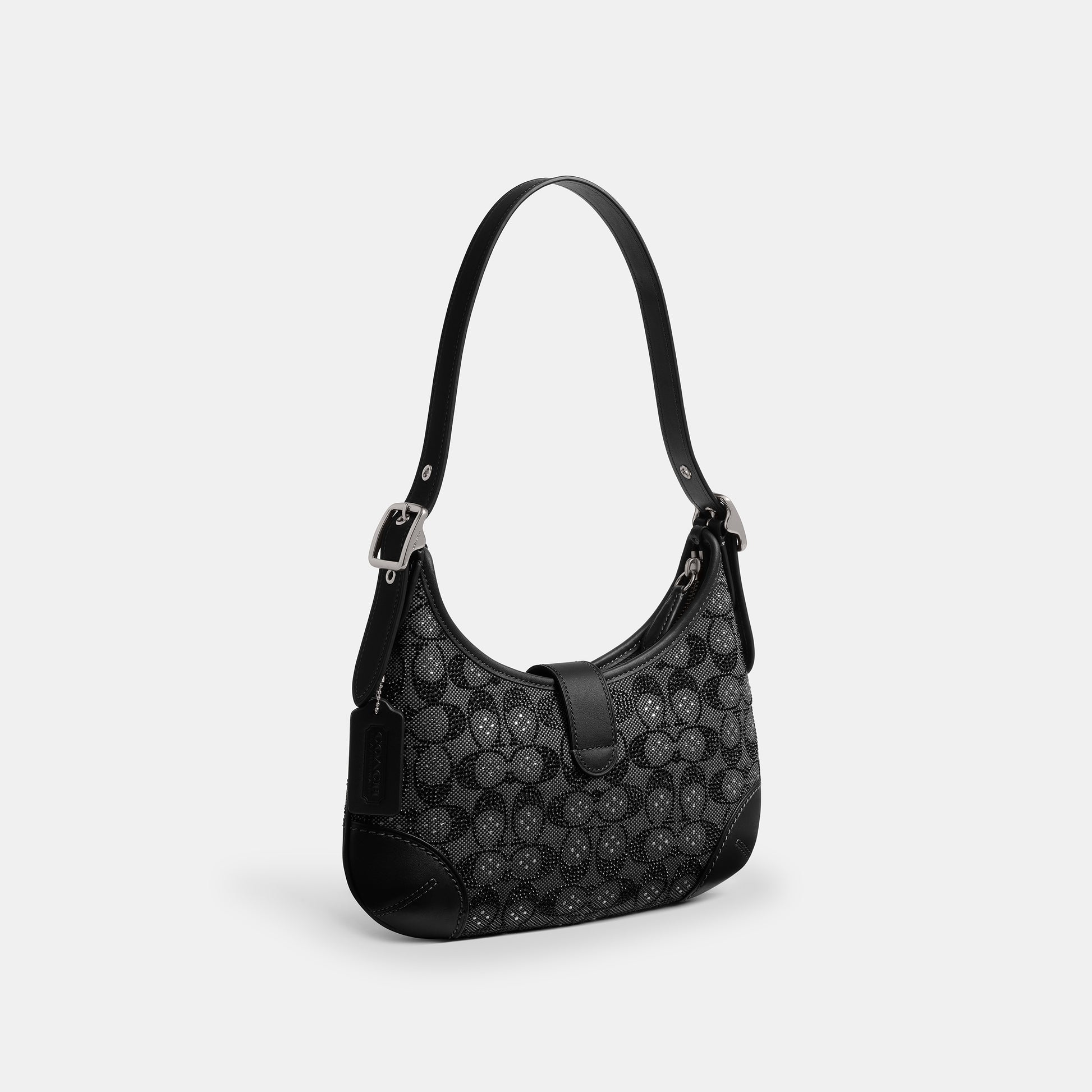 CW654-Hamptons Hobo Aus Signature-Jacquard Mit Kristallen-Lh/Black