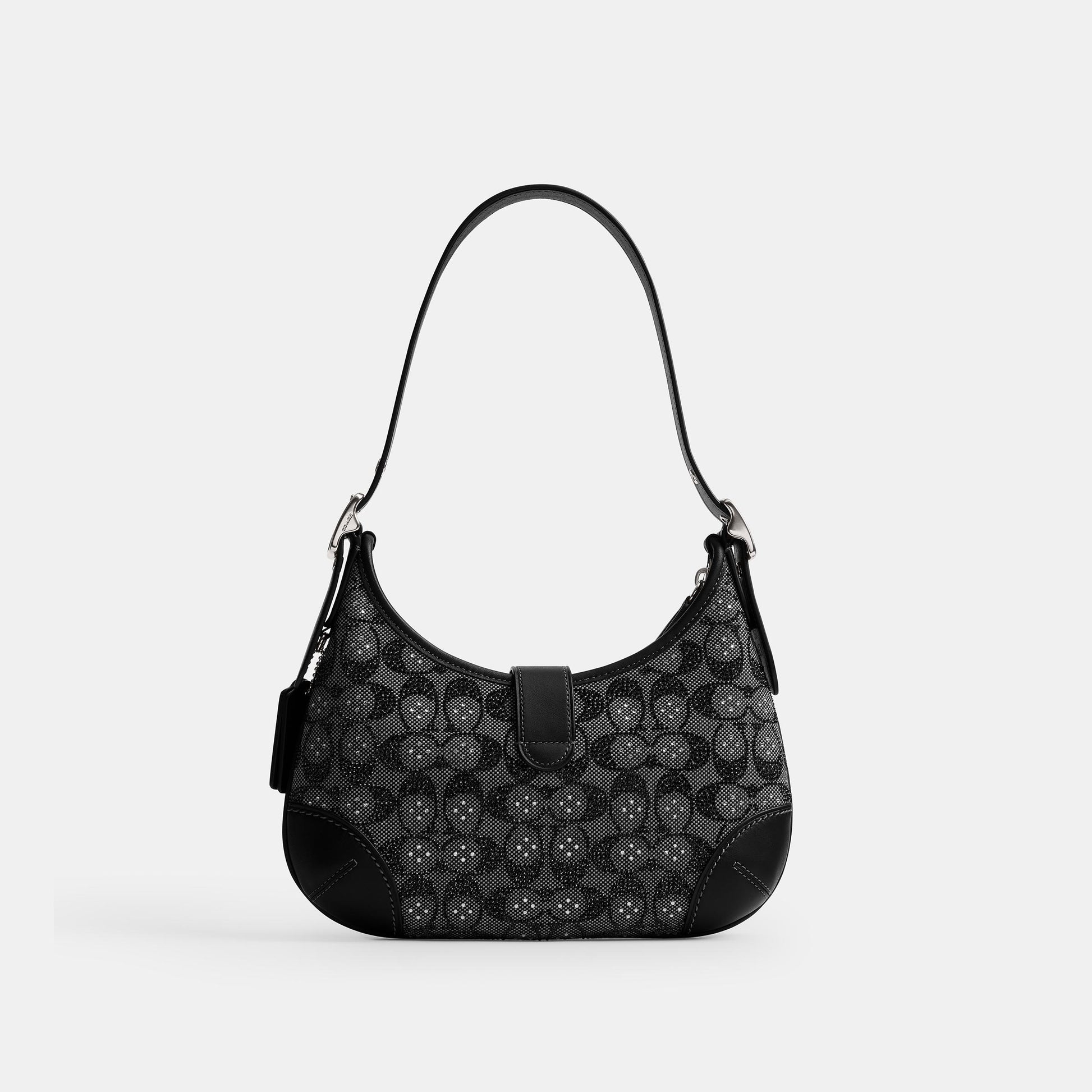 CW654-Hamptons Hobo Aus Signature-Jacquard Mit Kristallen-Lh/Black