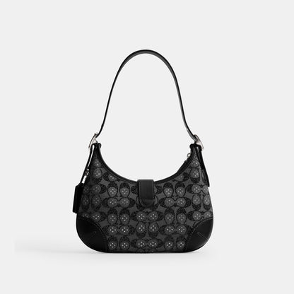 CW654-Hamptons Hobo Aus Signature-Jacquard Mit Kristallen-Lh/Black
